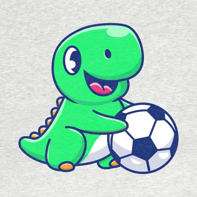 Cute Dinosaur Playing Football Cartoon by Catalyst Labs